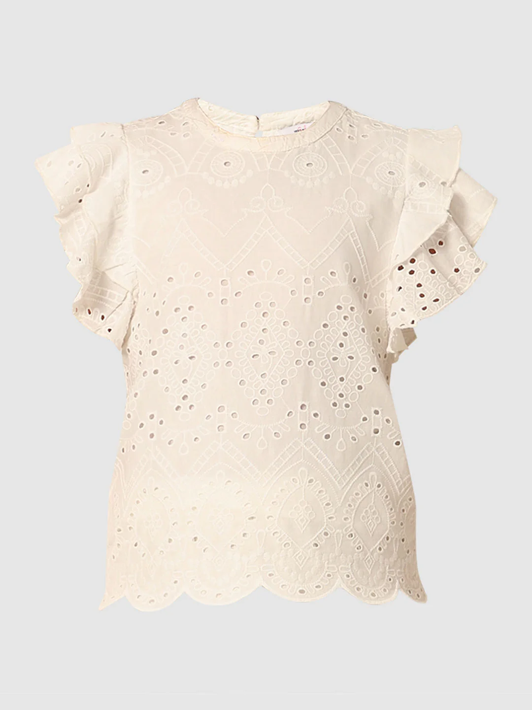 White Schiffli Co-Ord Set Top - Image 6