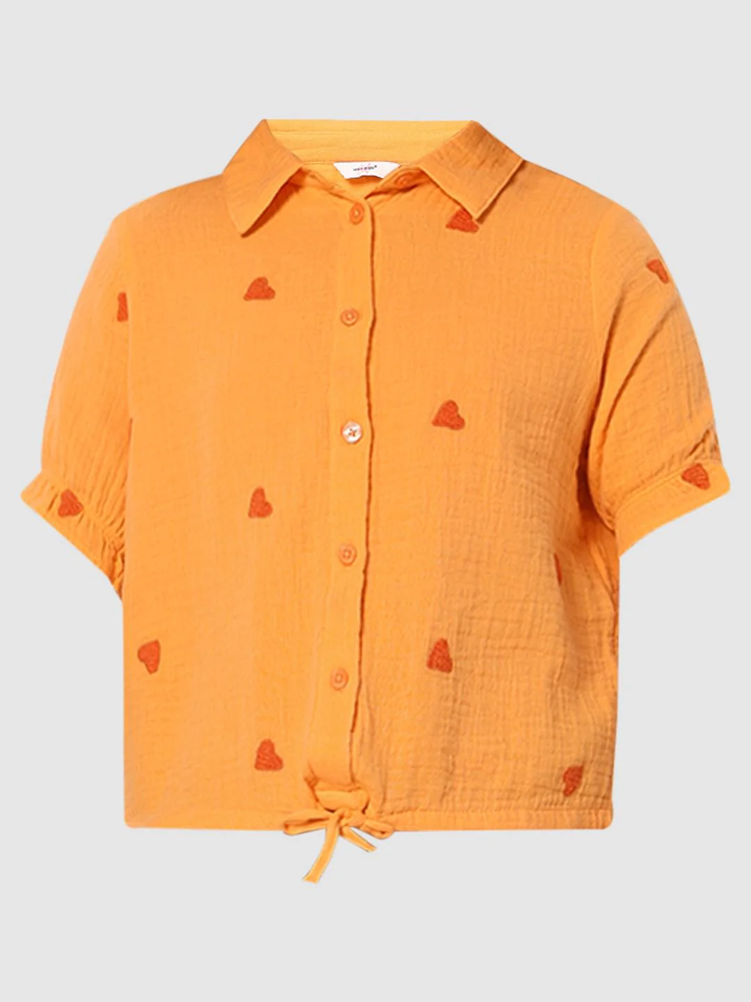 Girls Orange Embroidered Shirt - Image 6