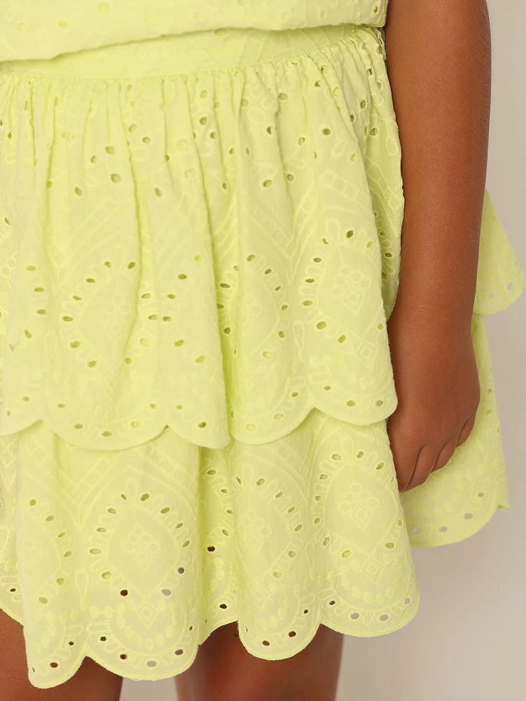 Girls Green Layered Co-Ord Set Skirt - Image 4
