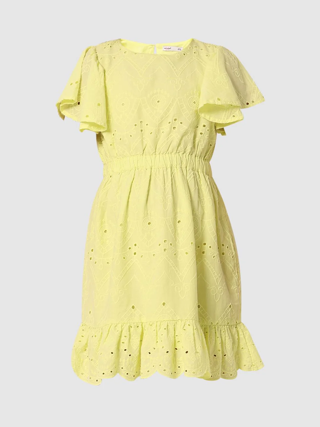 Girls Green Schiffli Fit & Flare Dress - Image 6