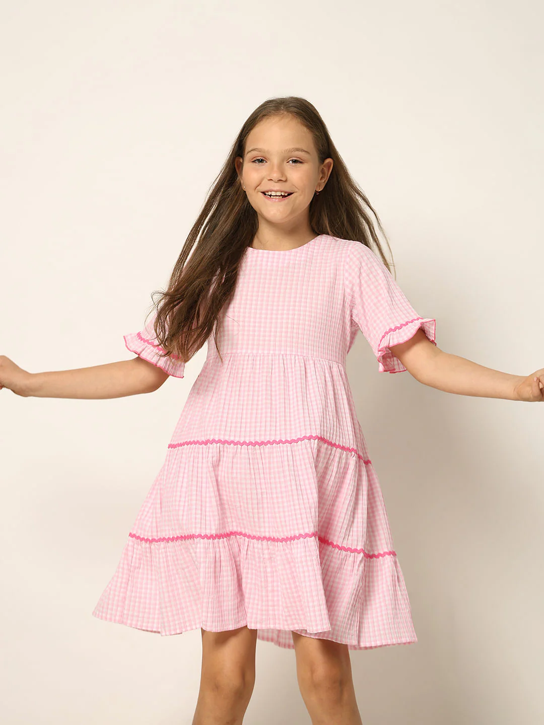 Pink Check Fit & Flare Dress - Image 2