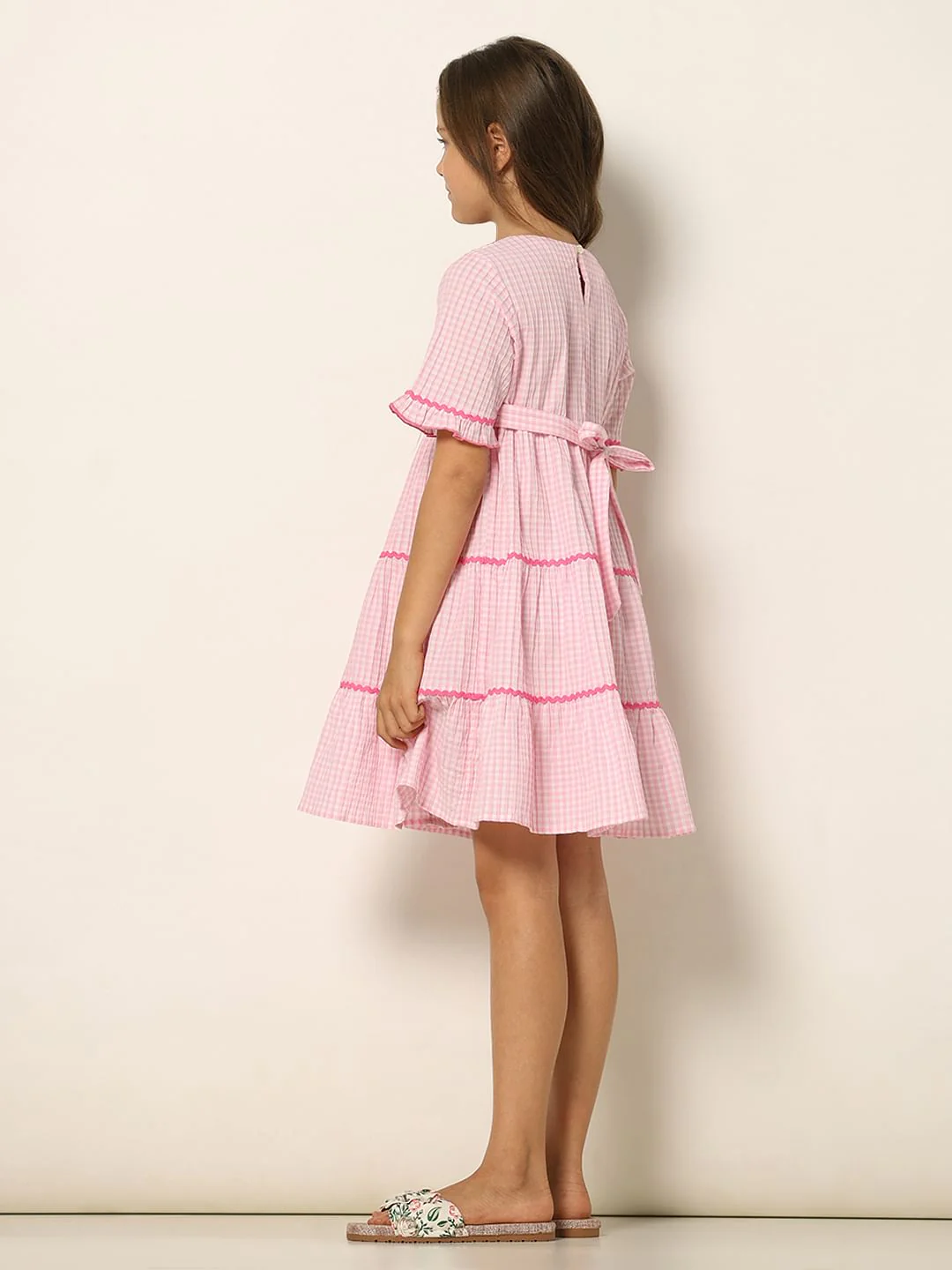 Pink Check Fit & Flare Dress - Image 3