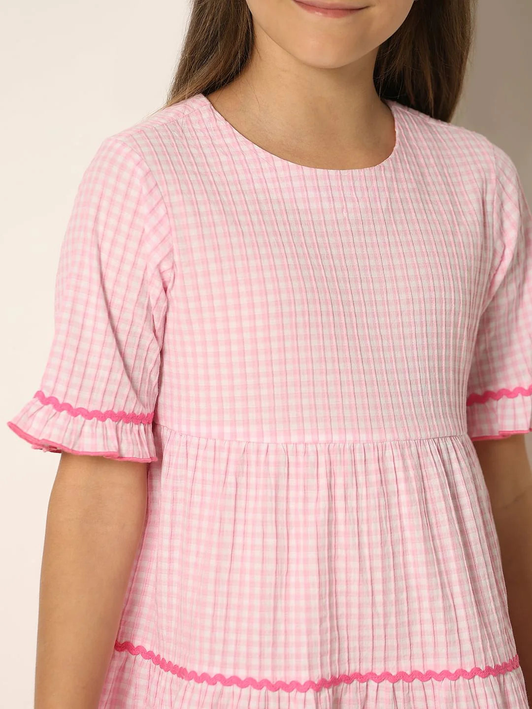 Pink Check Fit & Flare Dress - Image 4