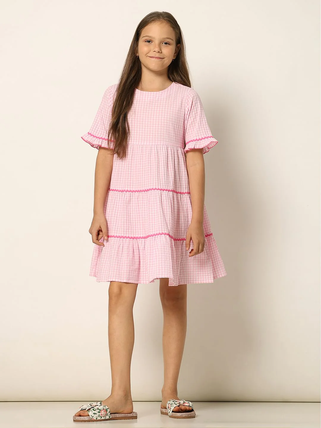 Pink Check Fit & Flare Dress - Image 5