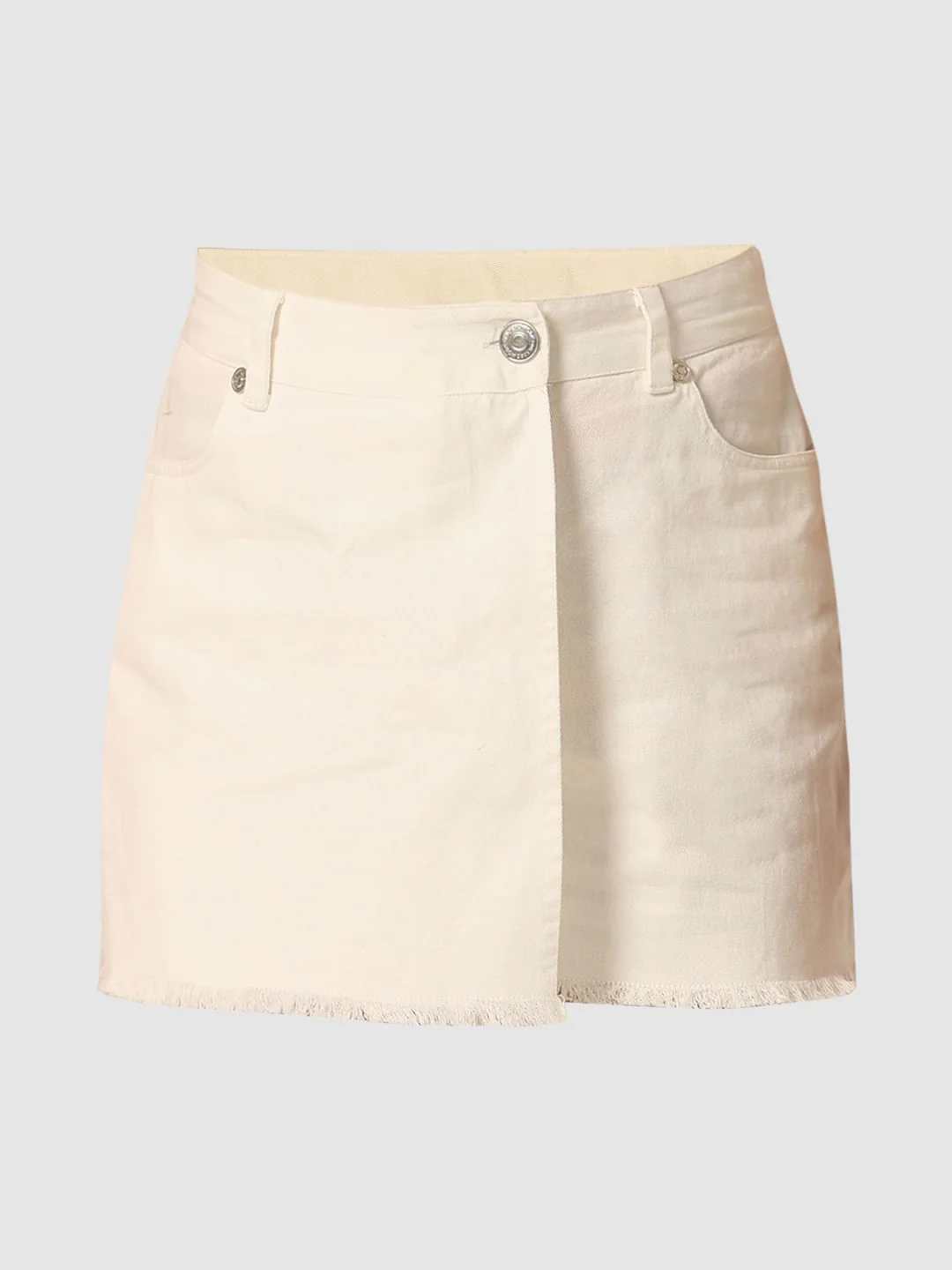 White Wrap Denim Skorts - Image 5