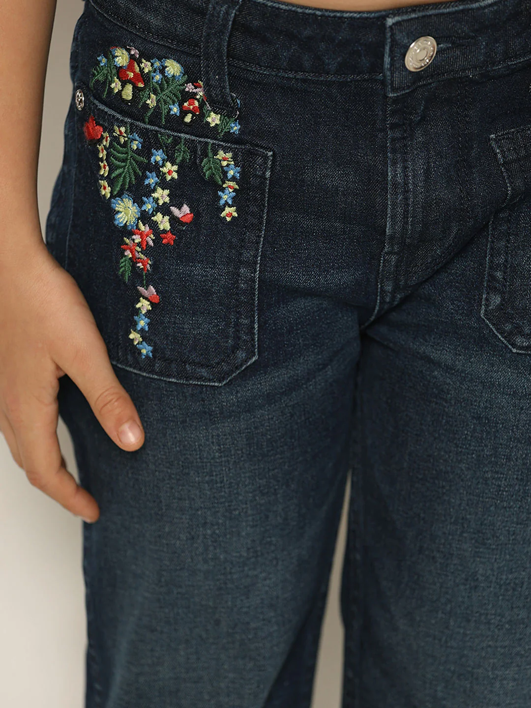 Dark Blue Mid Rise Bootcut Jeans - Image 4