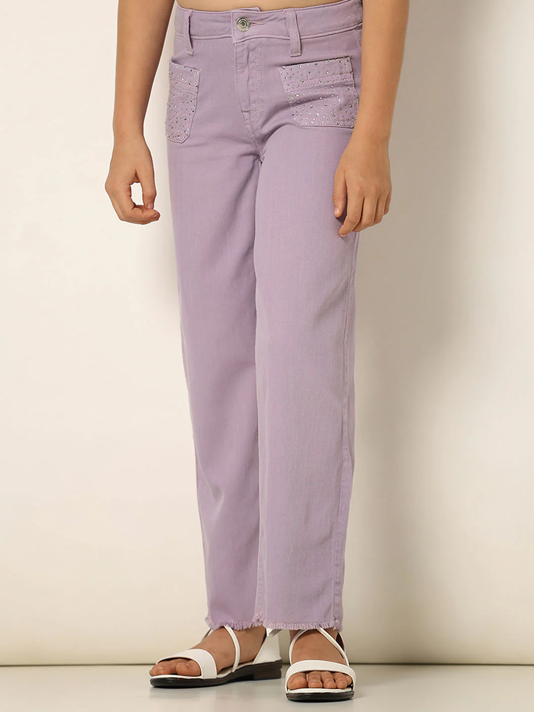 Purple Mid Rise Jade Straight Fit Jeans - Image 2