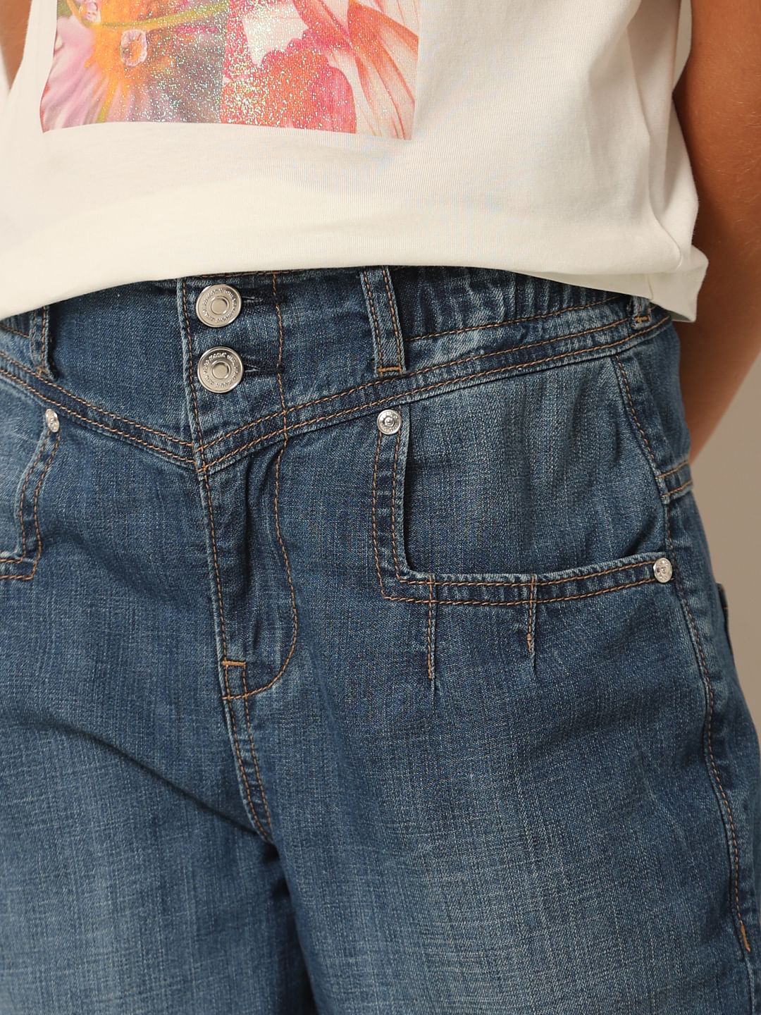 Blue High Rise Mom Jeans - Image 4