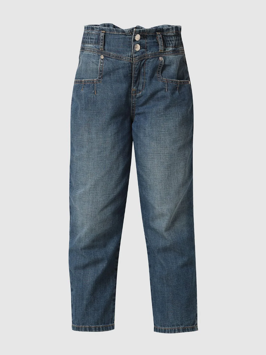 Blue High Rise Mom Jeans - Image 5