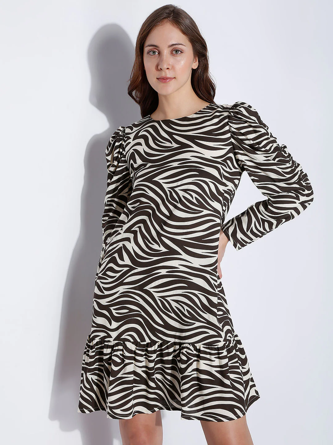 Brown All Over Print Shift Dress - Image 2