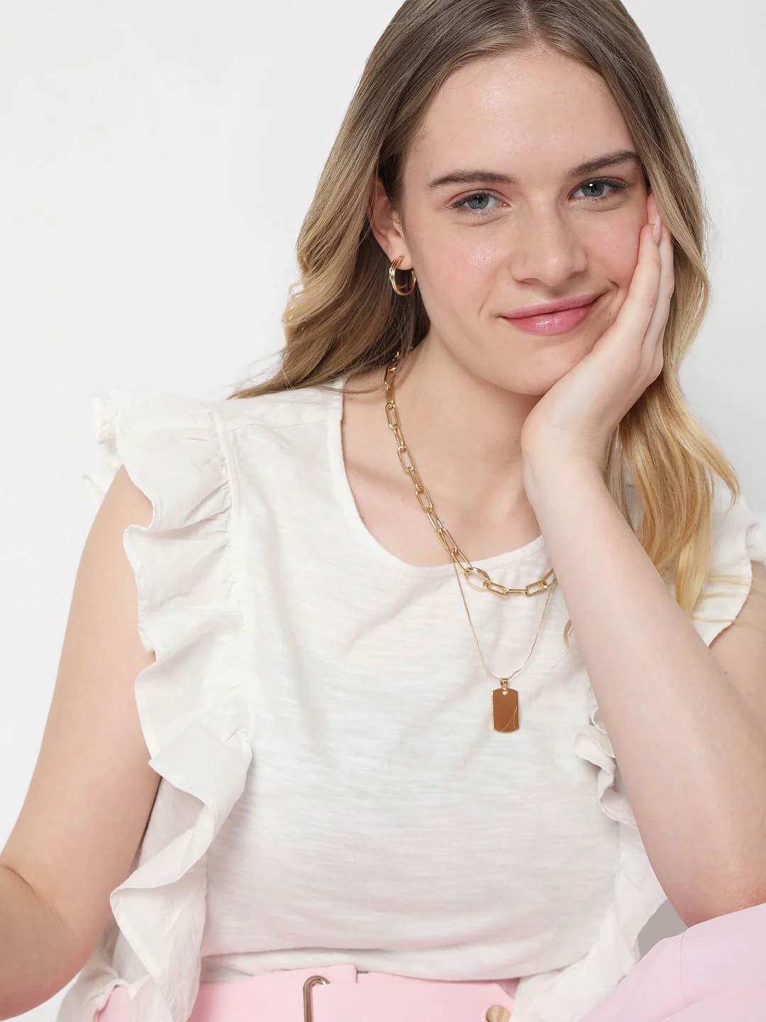 White Ruffle Top