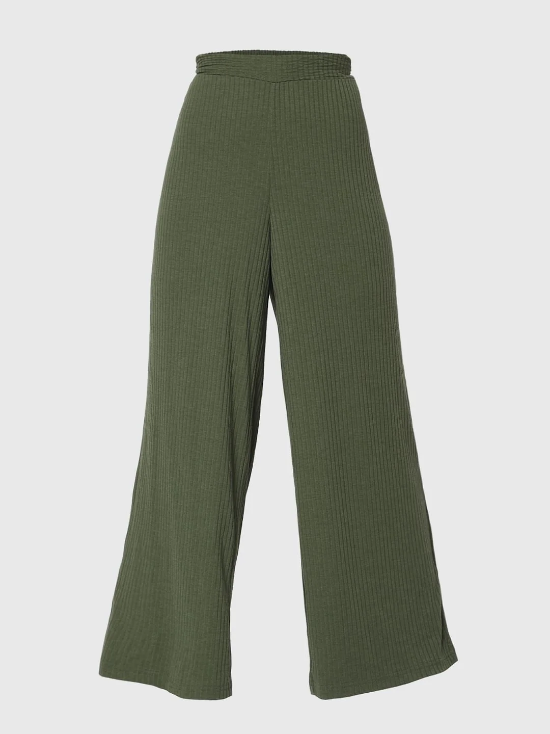 Green Ribbed Wide Leg Pants - Image 7