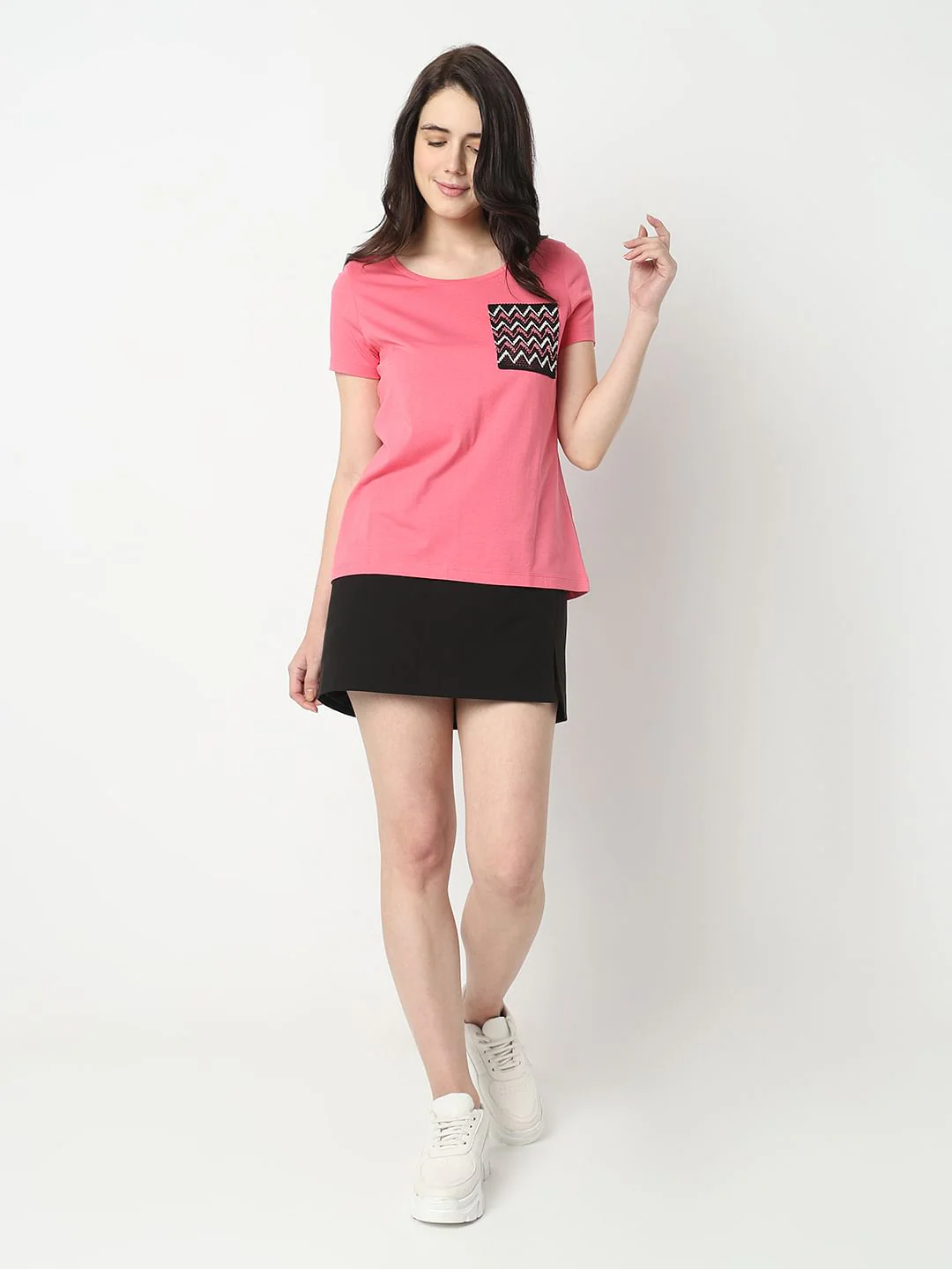 Pink Embroidered Pocket T-Shirt - Image 5