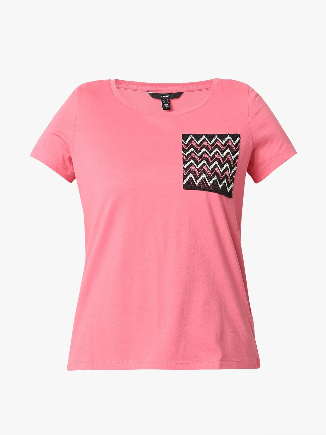 Pink Embroidered Pocket T-Shirt - Image 7