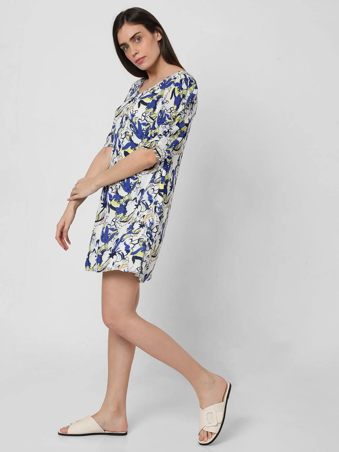 White Floral Shift Dress - Image 2