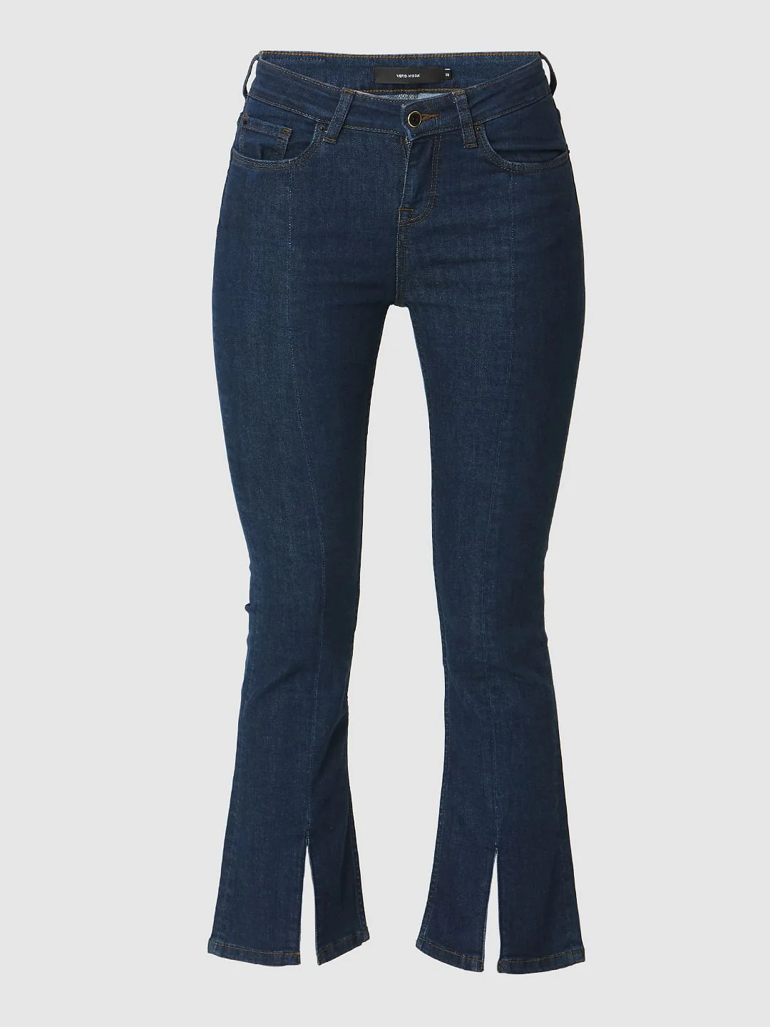Blue Mid Rise Slit Hem Flared Jeans - Image 7