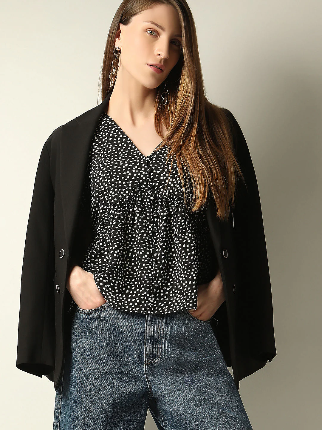 Black Polka Dot Top