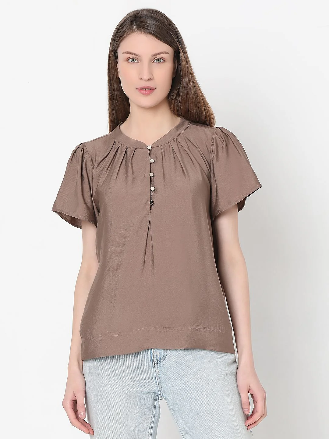 Brown Short Sleeves Top - Image 2