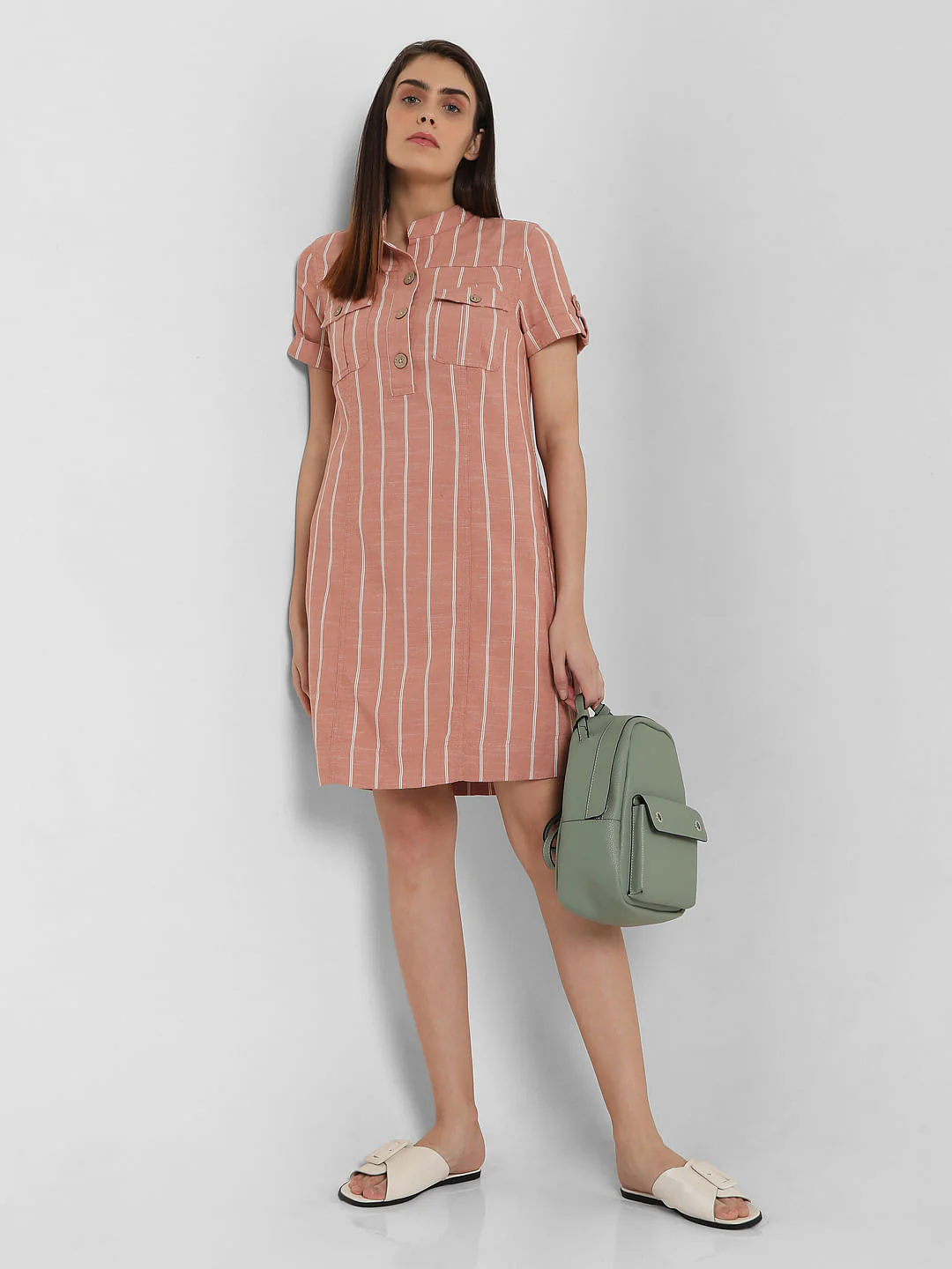 Pink Striped Shirt Dress