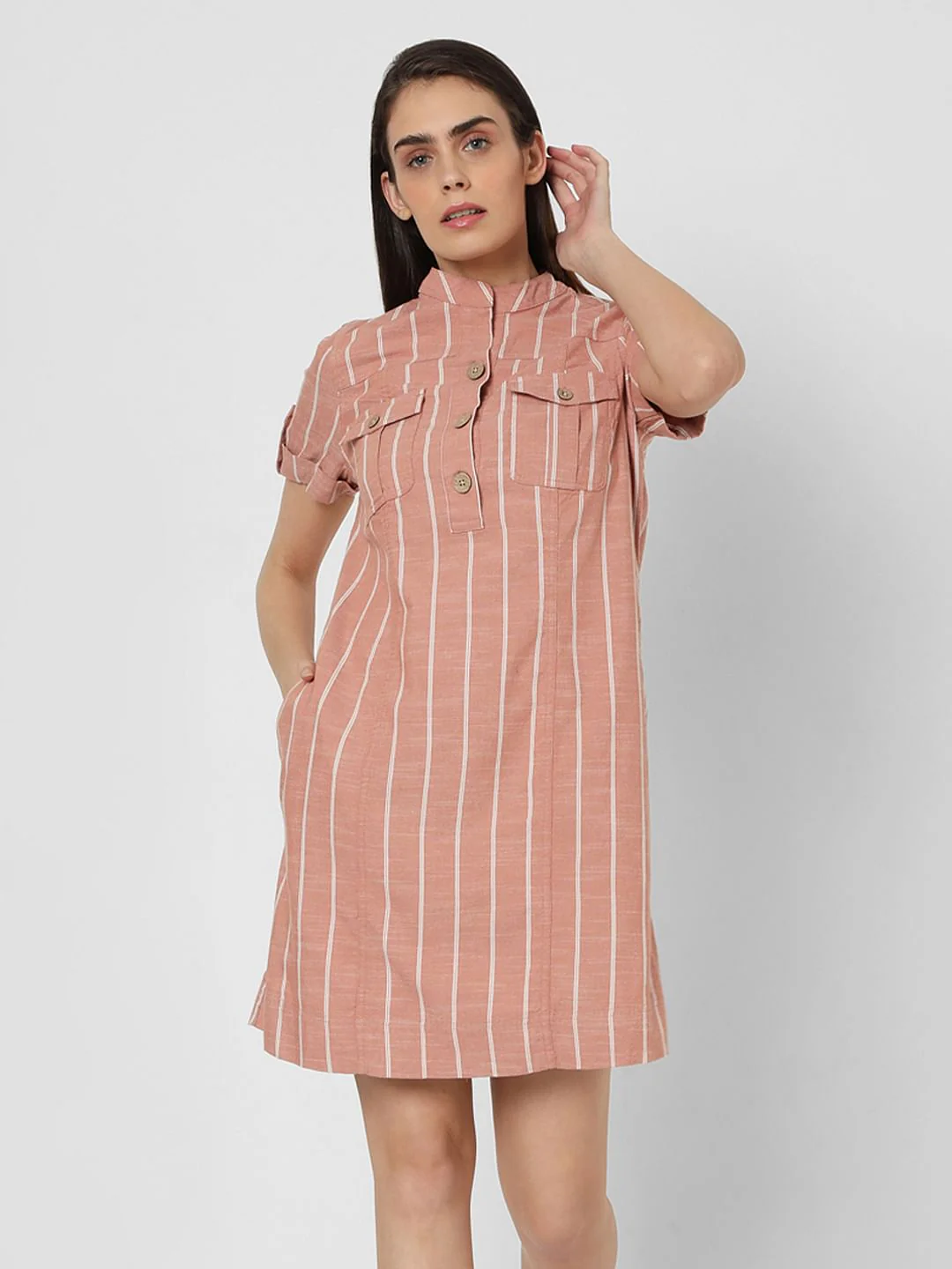 Pink Striped Shirt Dress - Image 2