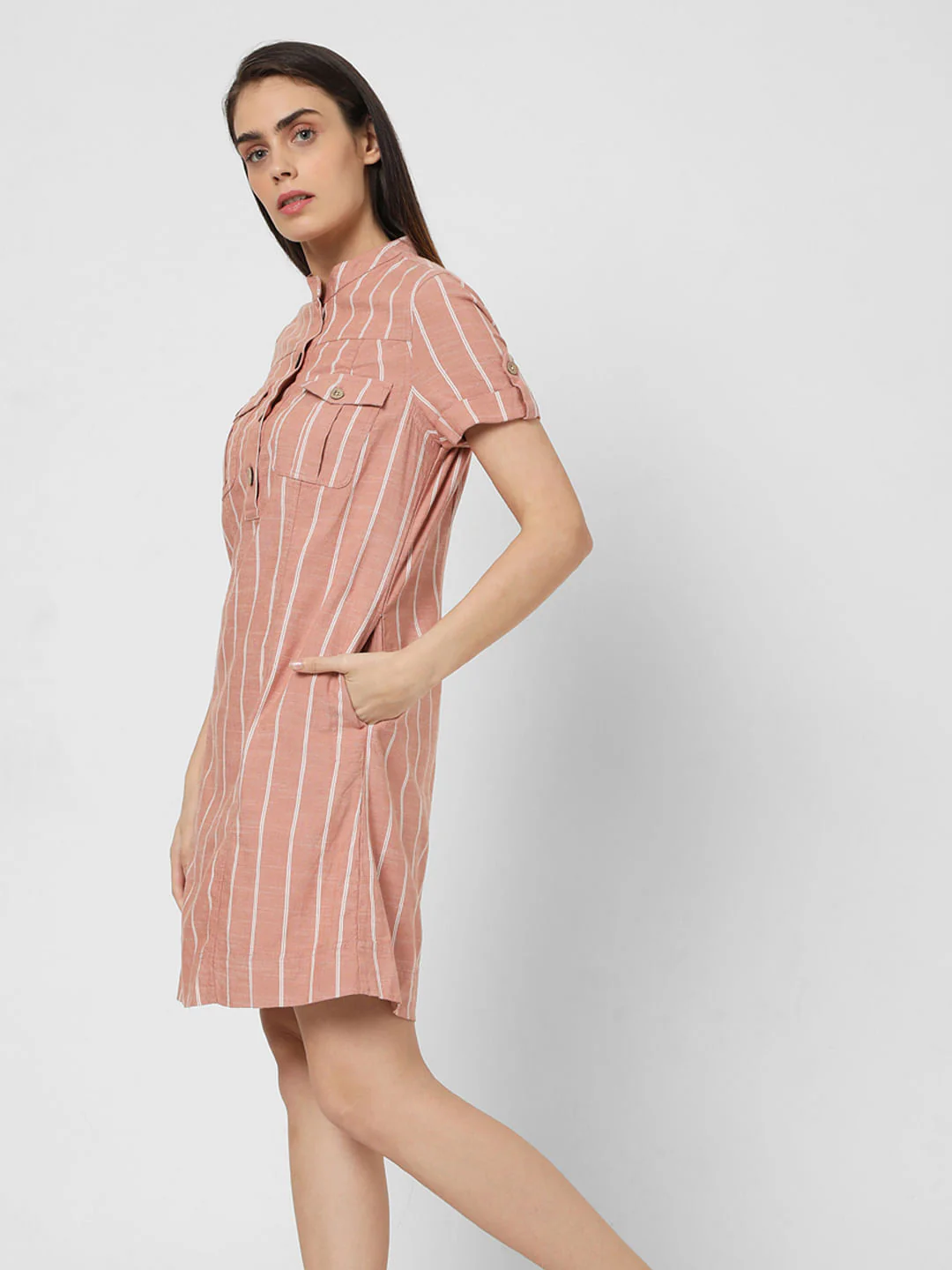 Pink Striped Shirt Dress - Image 3
