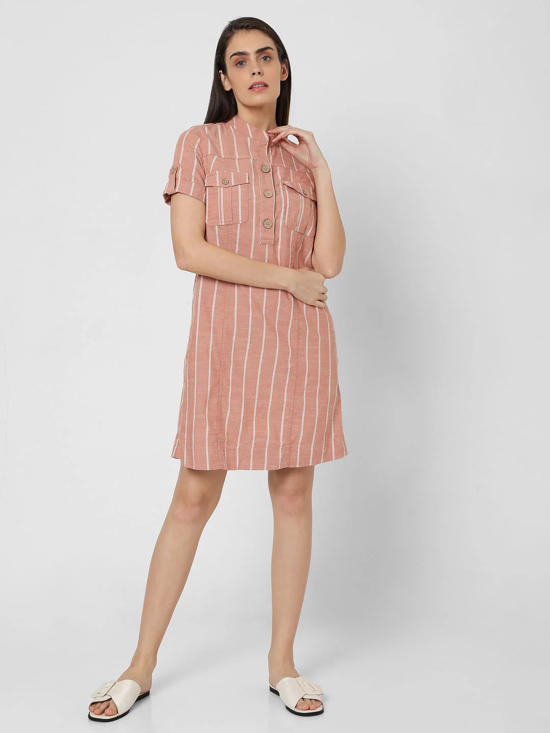 Pink Striped Shirt Dress - Image 5