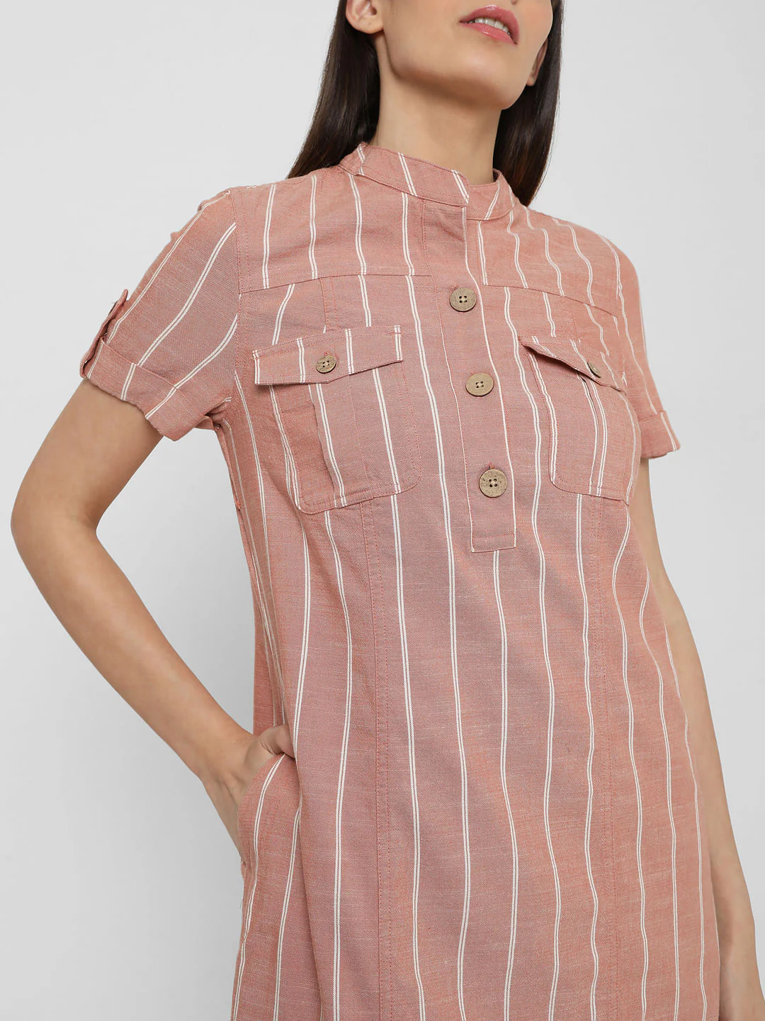 Pink Striped Shirt Dress - Image 6