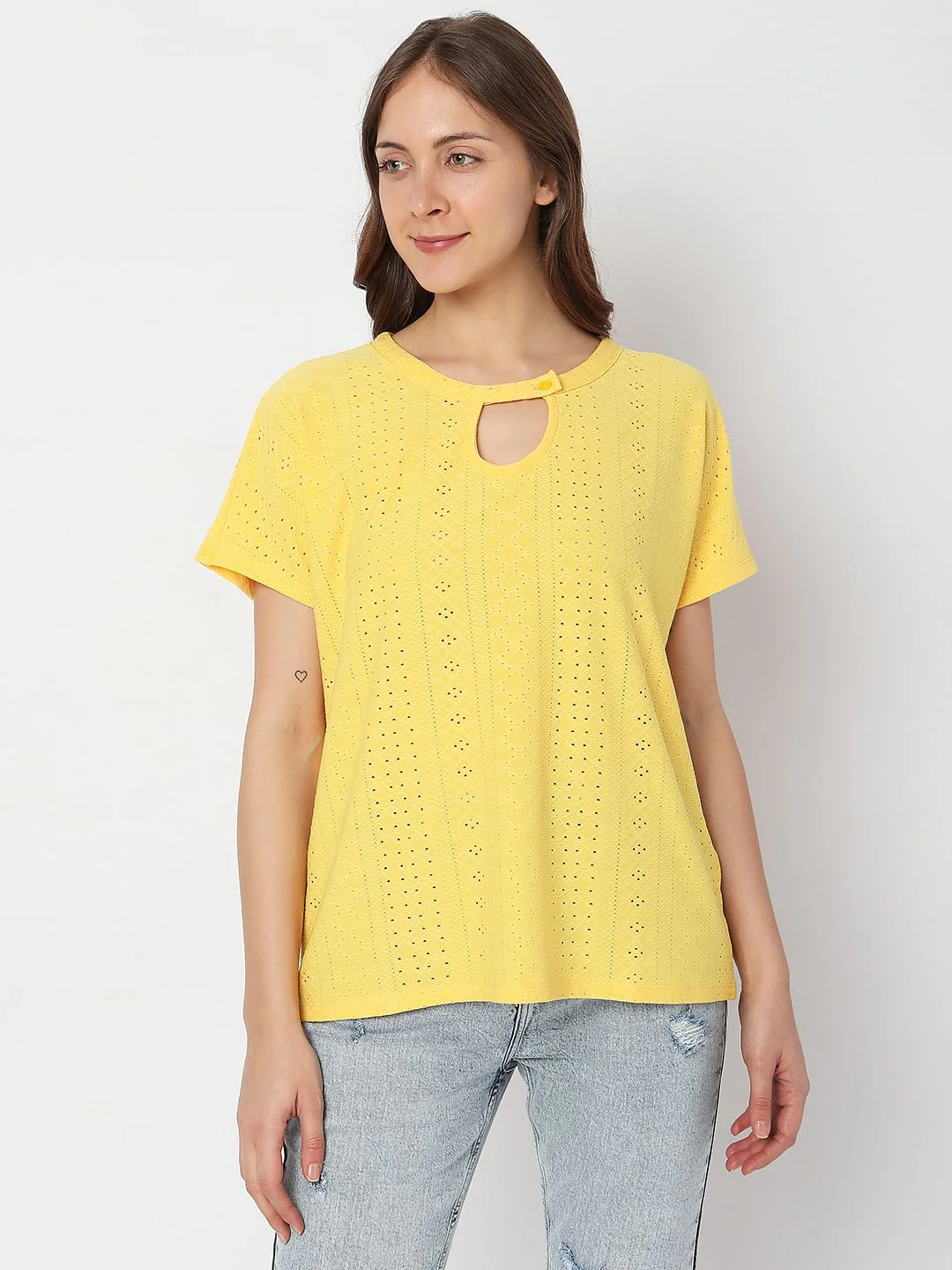 Yellow Schiffli Detail Top - Image 2
