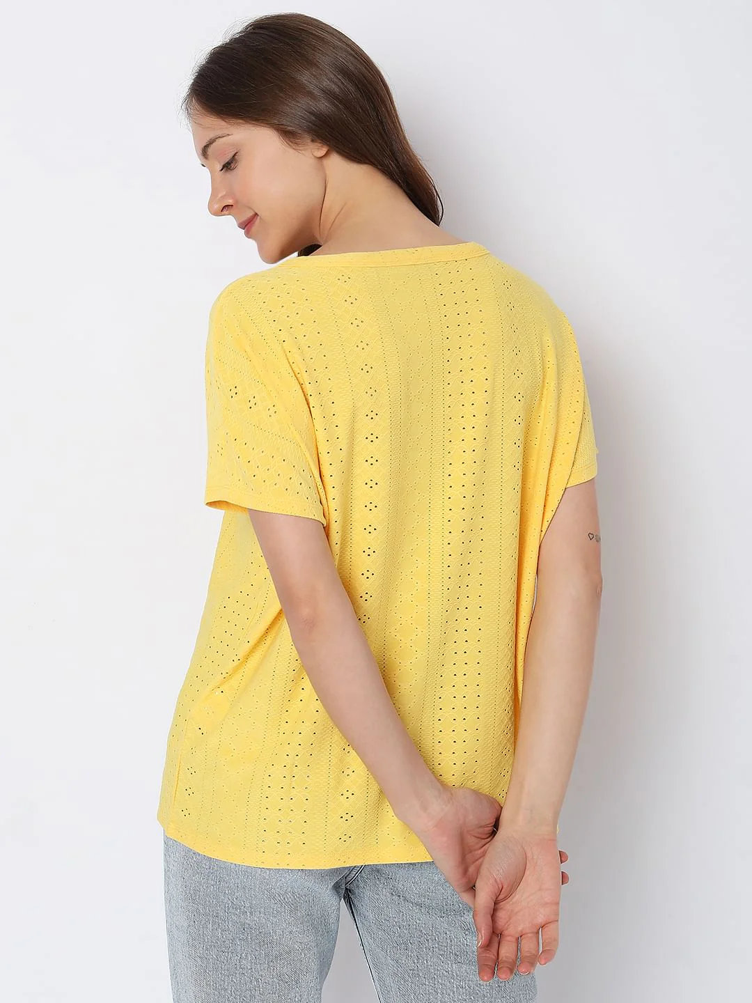 Yellow Schiffli Detail Top - Image 4