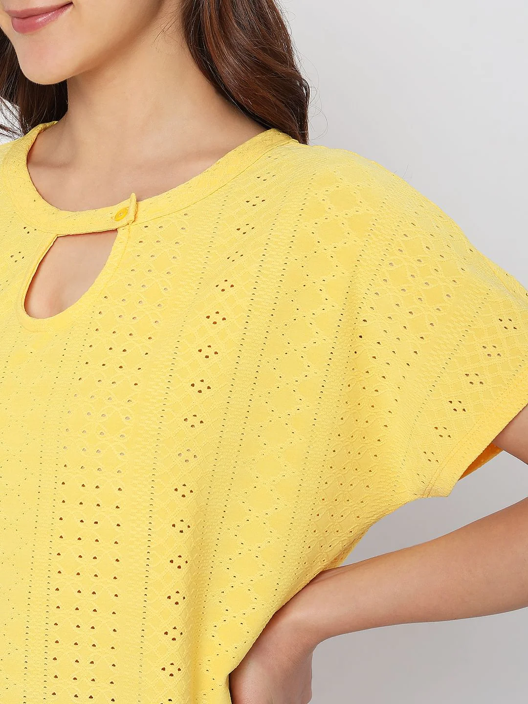 Yellow Schiffli Detail Top - Image 6