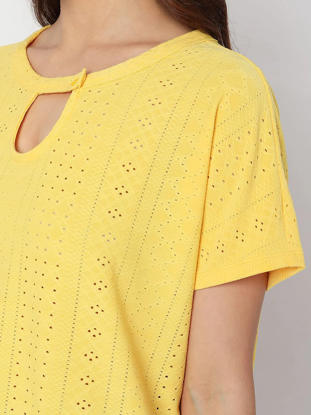 Yellow Schiffli Detail Top - Image 8