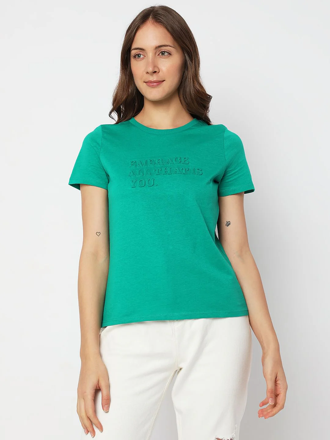 Green Text Embossed T-Shirt - Image 2