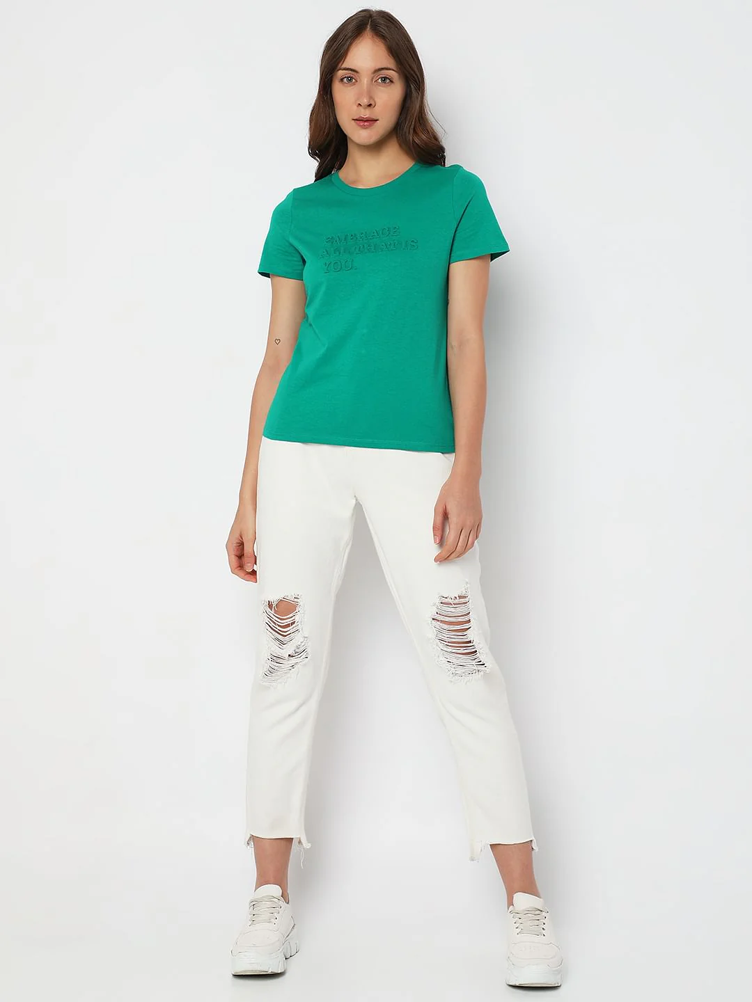Green Text Embossed T-Shirt - Image 5