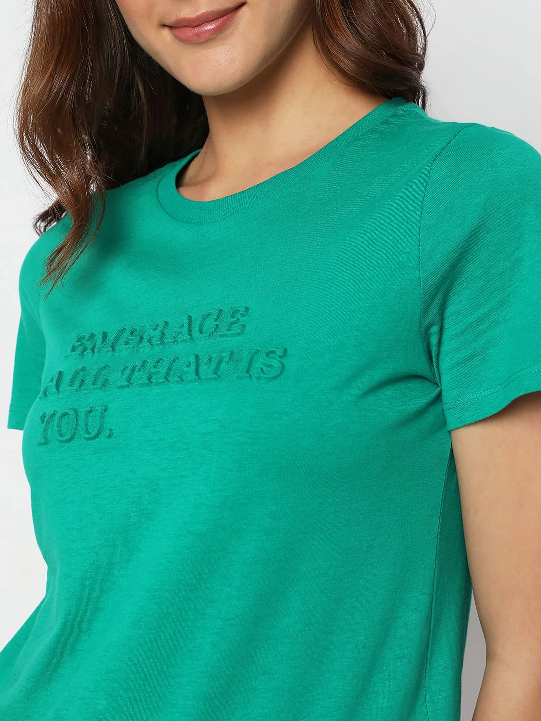 Green Text Embossed T-Shirt - Image 6