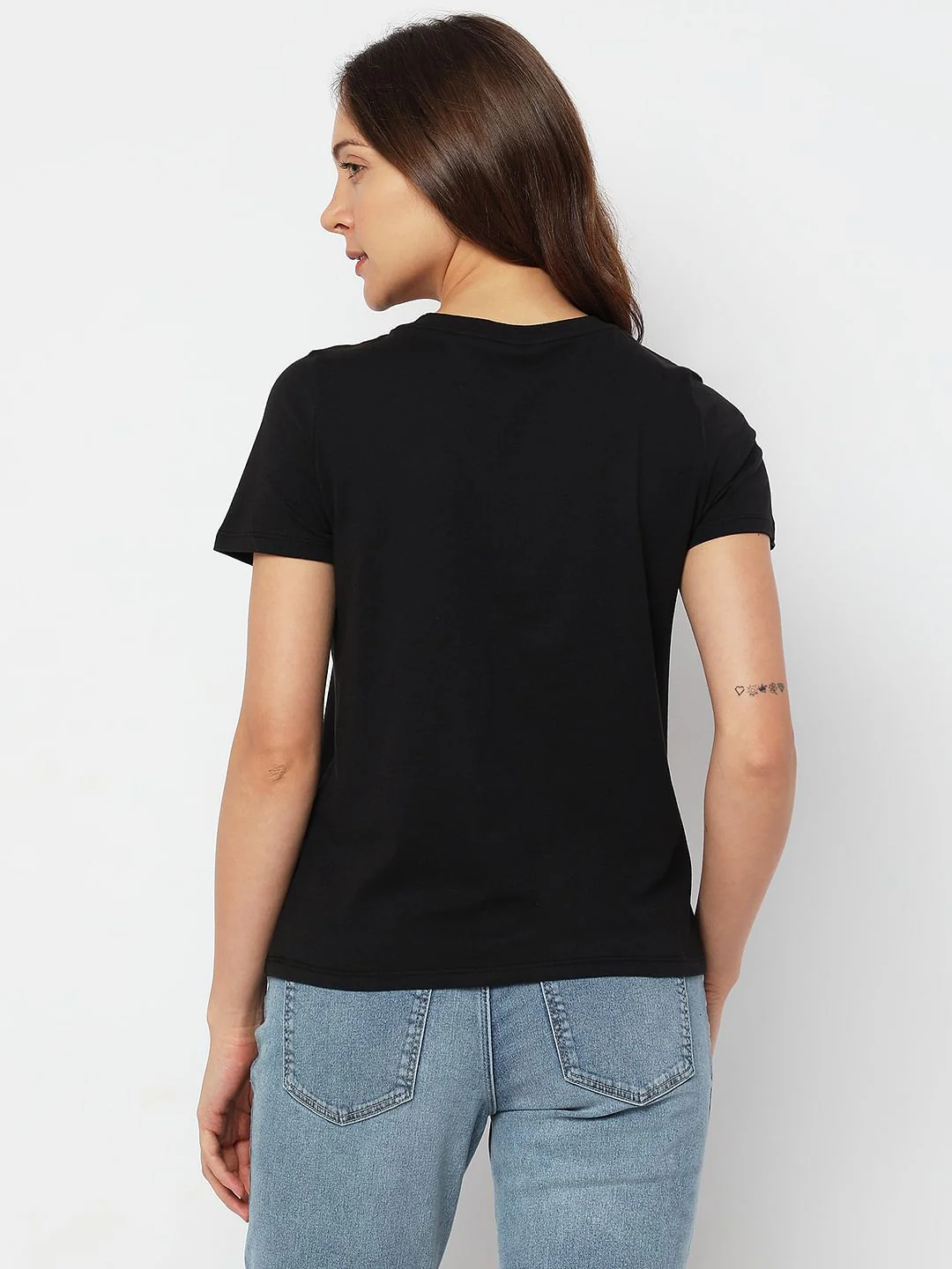 Black Text Print T-Shirt - Image 4