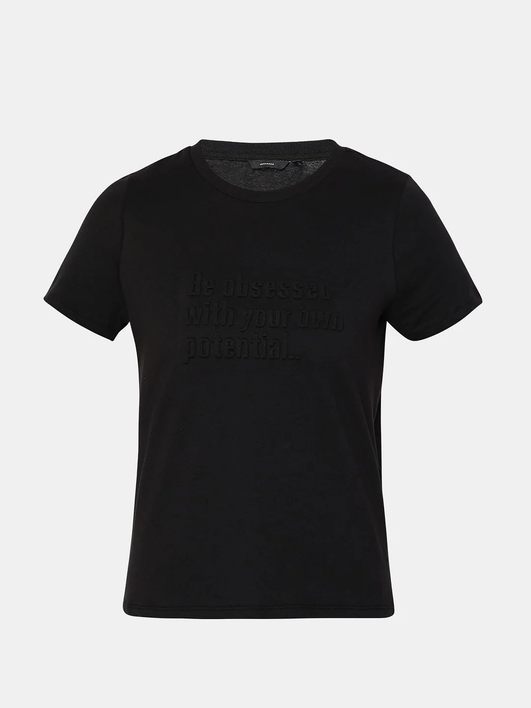 Black Text Print T-Shirt - Image 7