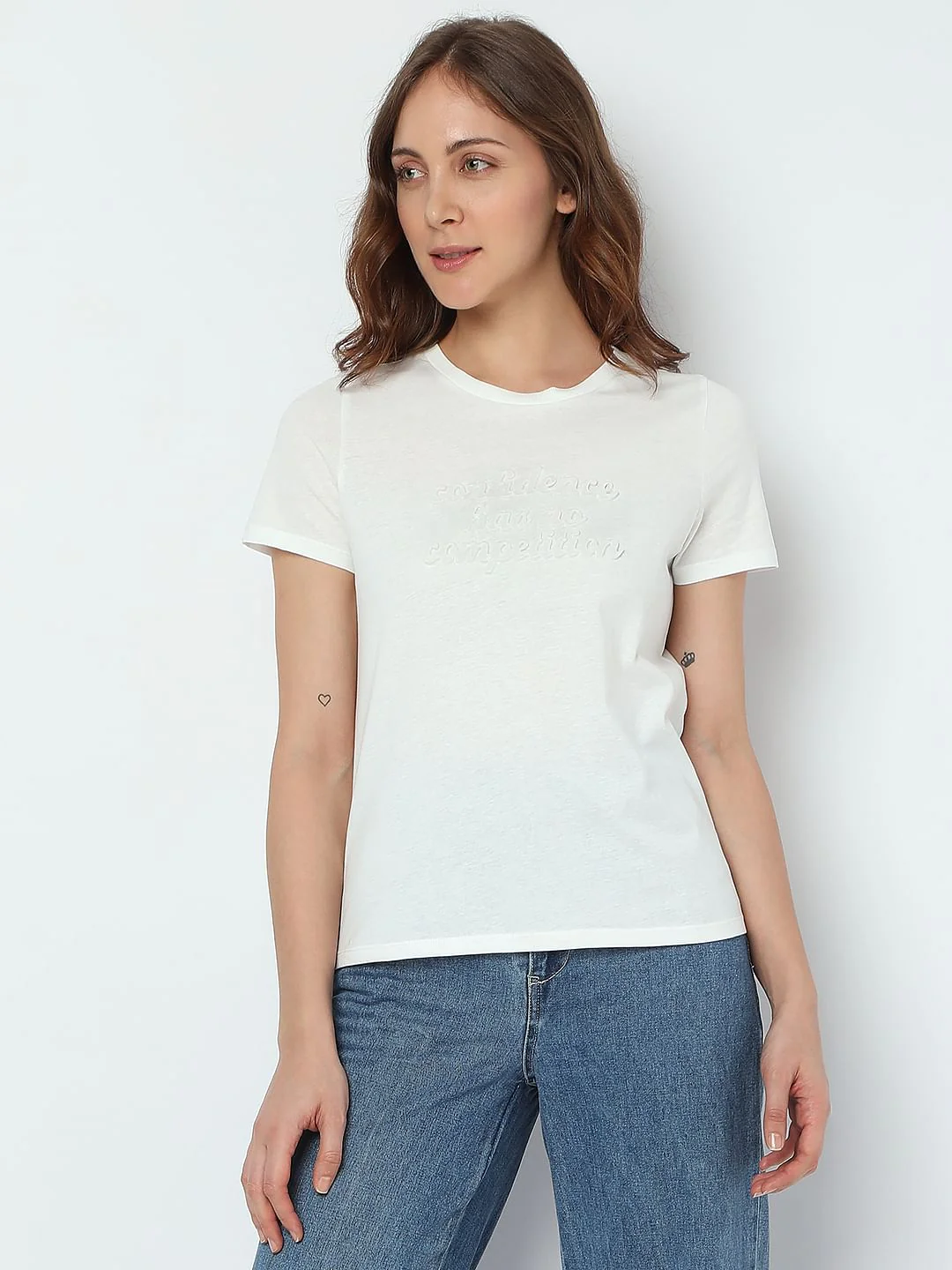 White Text Embossed T-Shirt - Image 2
