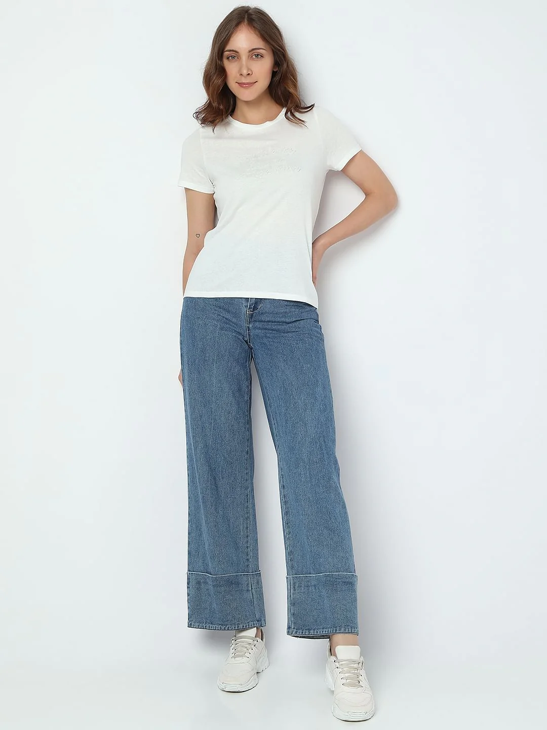 White Text Embossed T-Shirt - Image 5