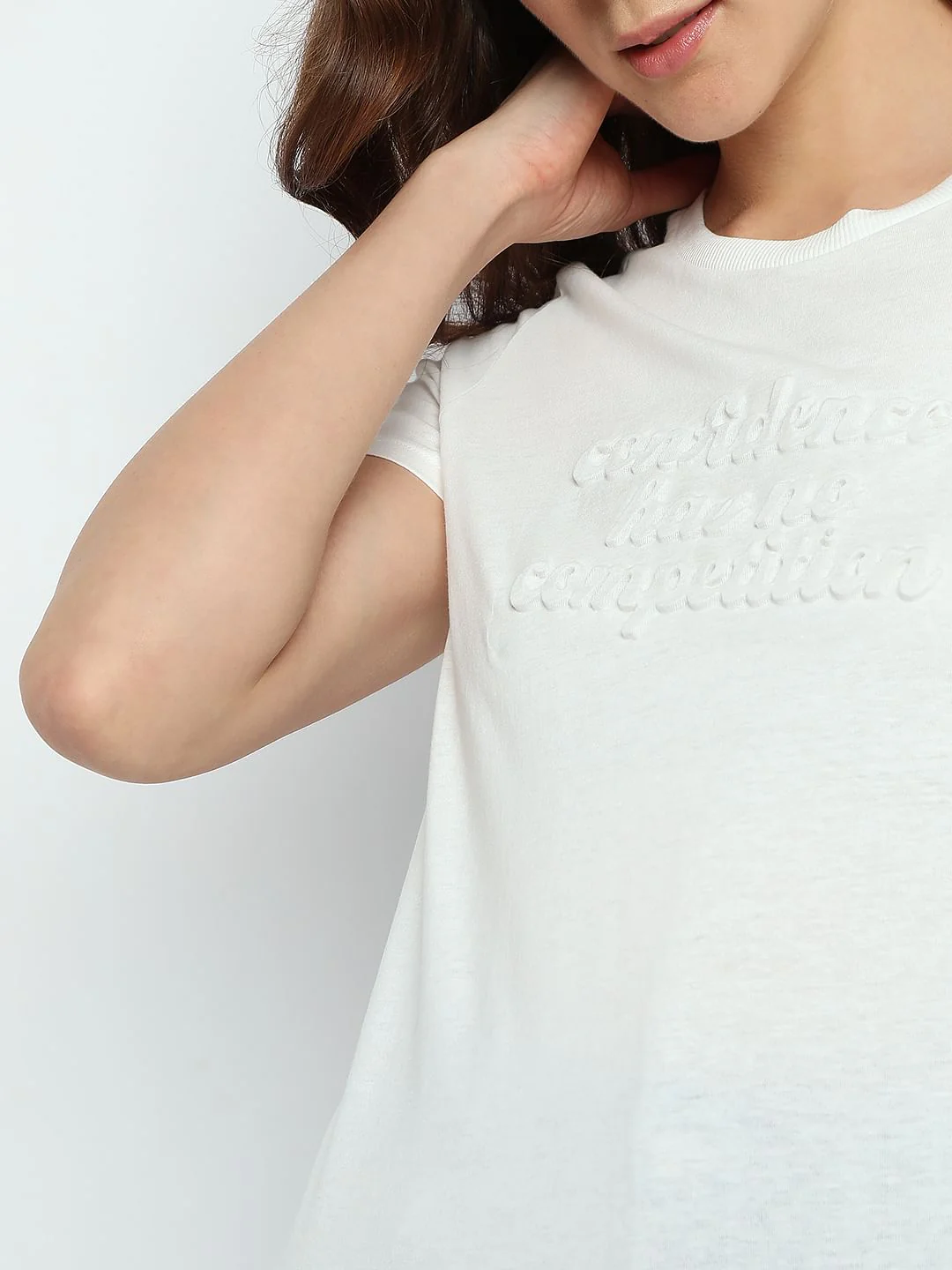 White Text Embossed T-Shirt - Image 6
