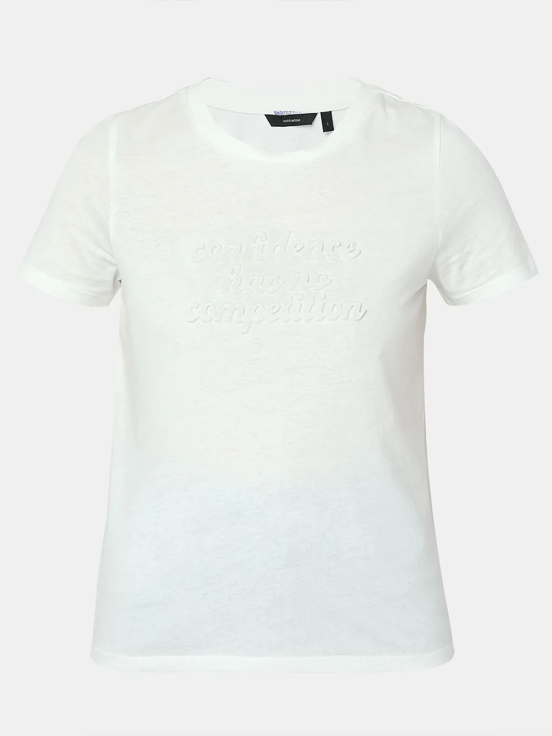 White Text Embossed T-Shirt - Image 7