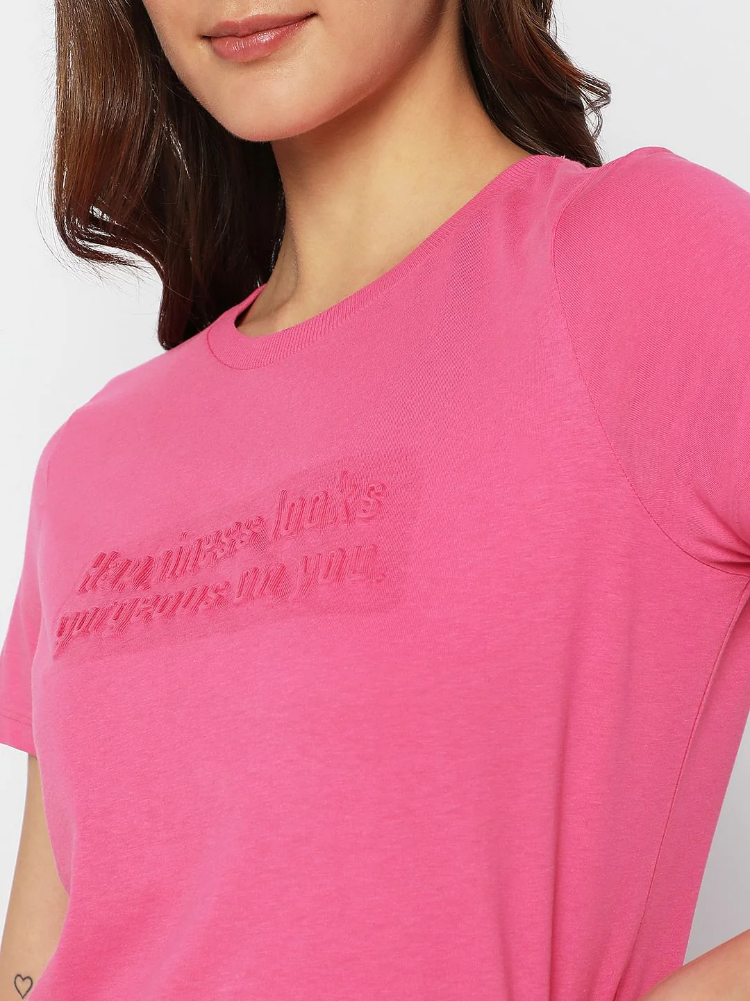Pink Text Print T-Shirt - Image 6