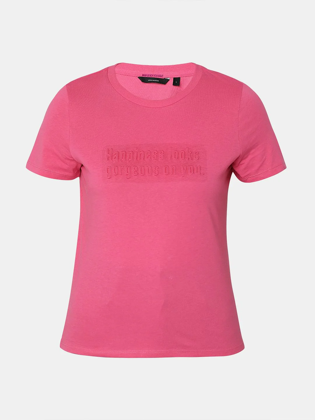 Pink Text Print T-Shirt - Image 7