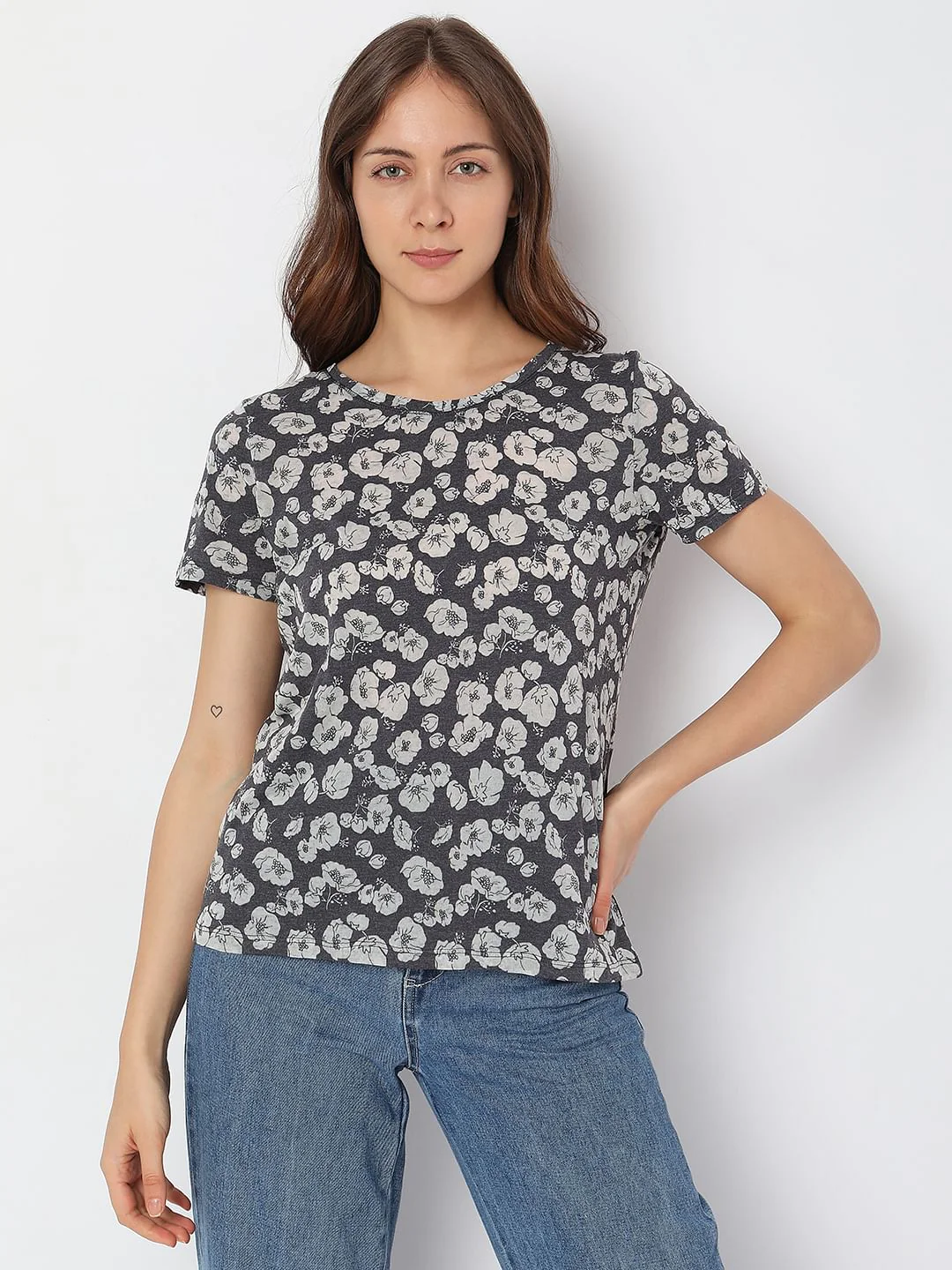 Blue Floral Print T-Shirt - Image 2