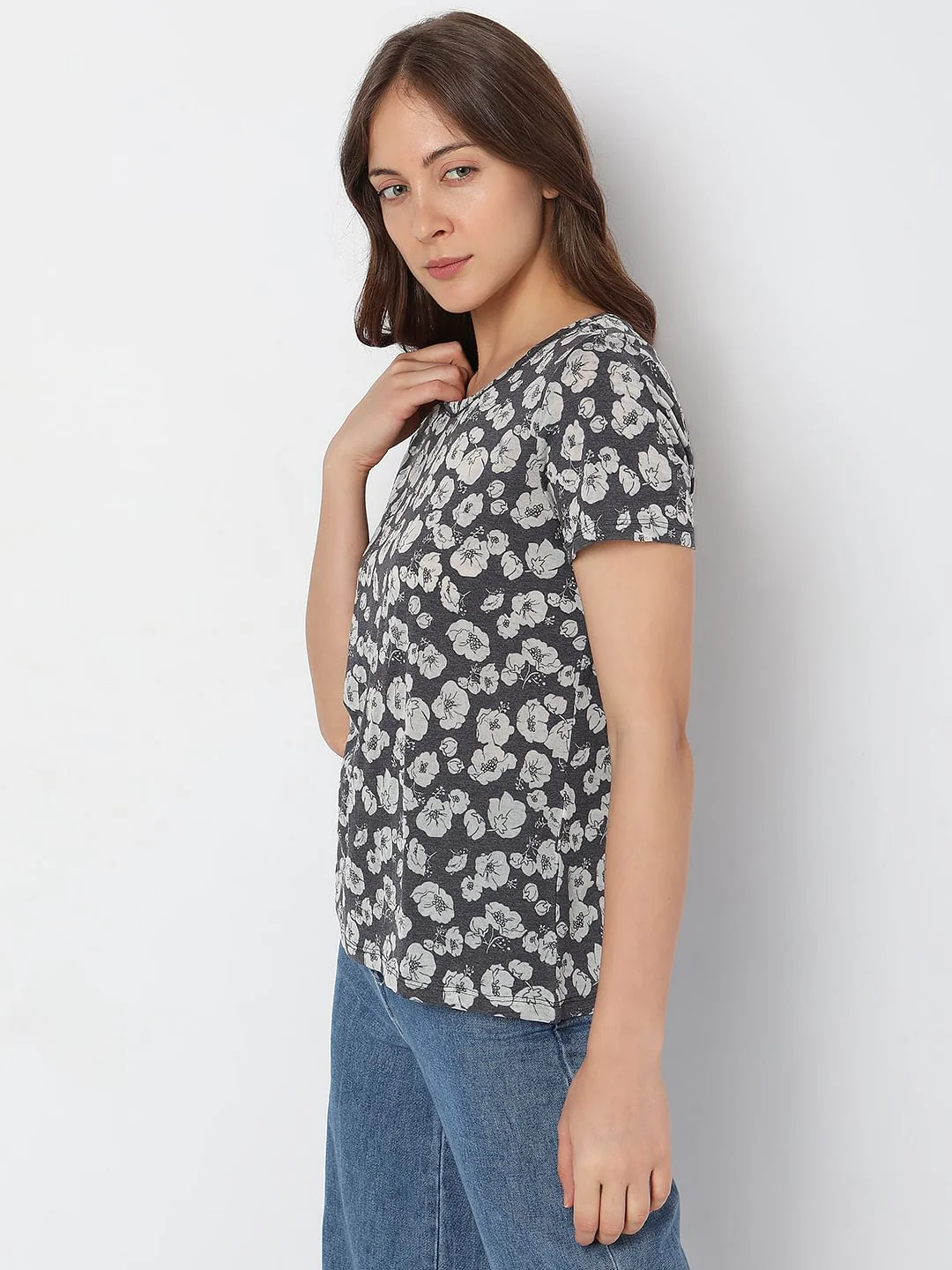 Blue Floral Print T-Shirt - Image 3