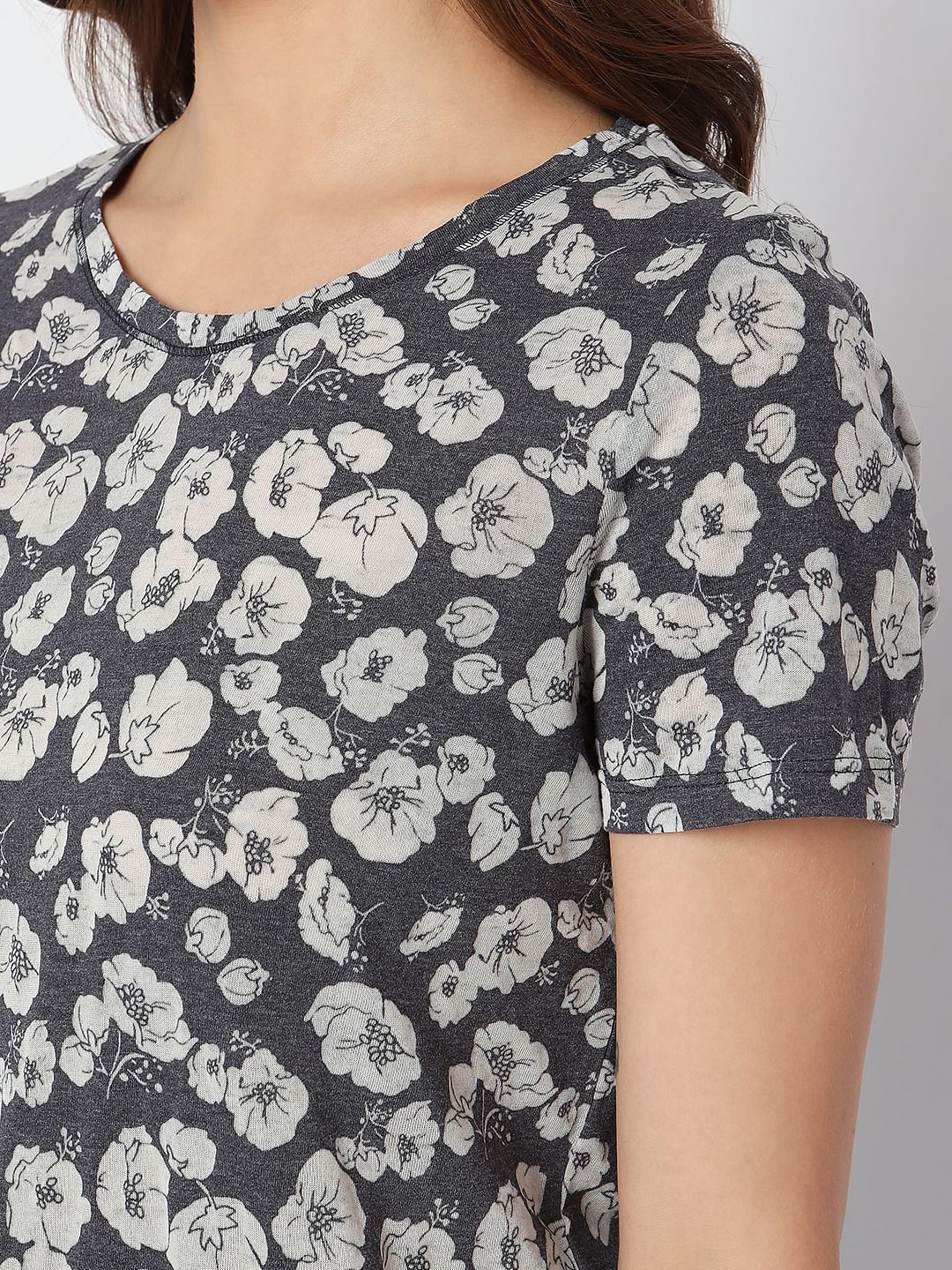 Blue Floral Print T-Shirt - Image 8