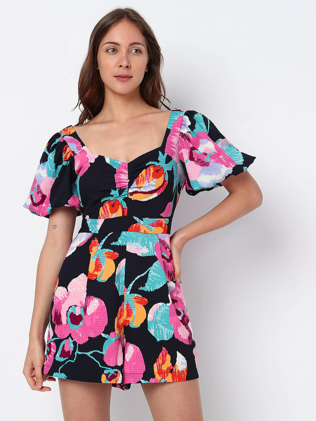 Black Floral Playsuit - Image 2