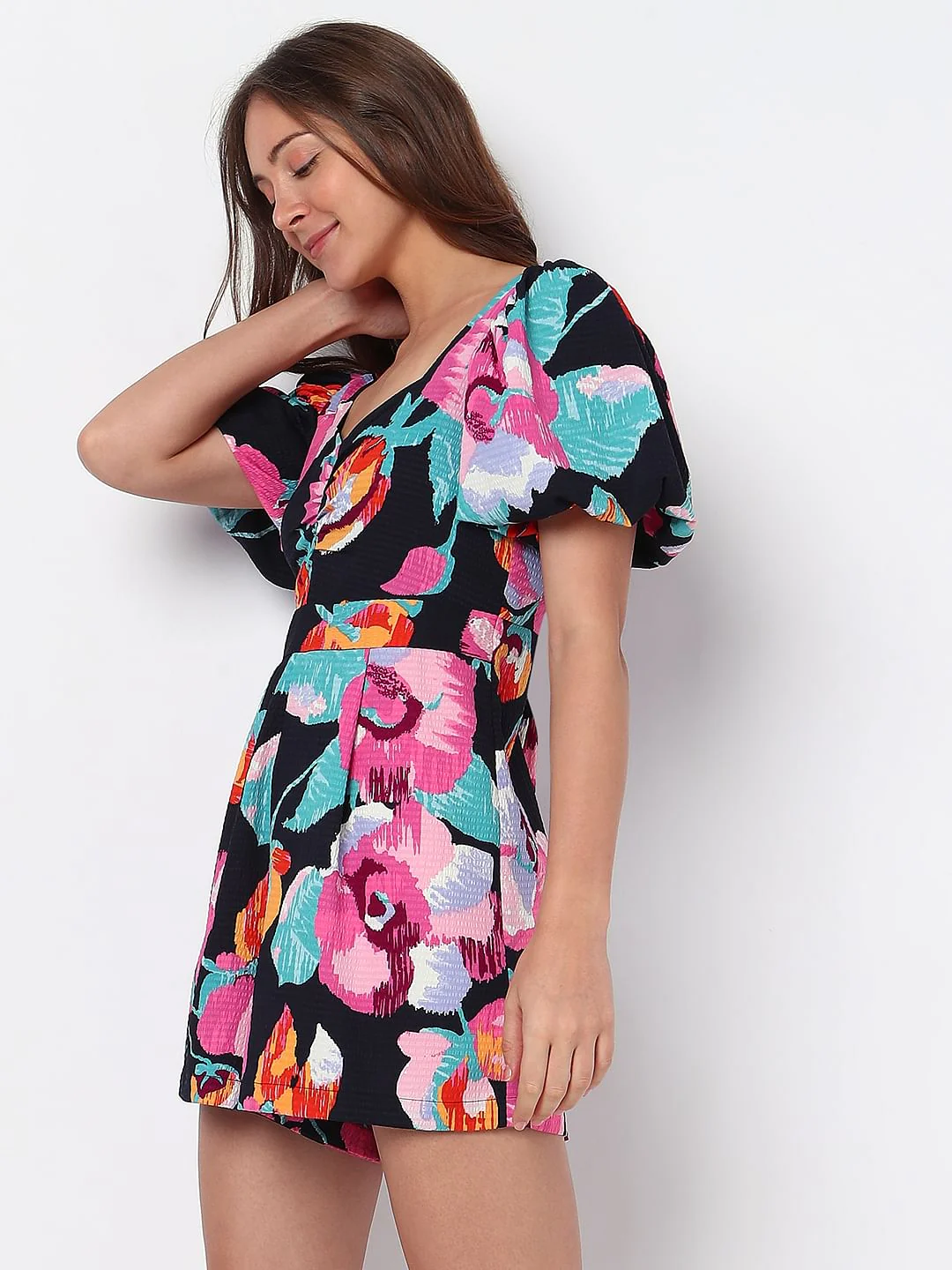 Black Floral Playsuit - Image 3