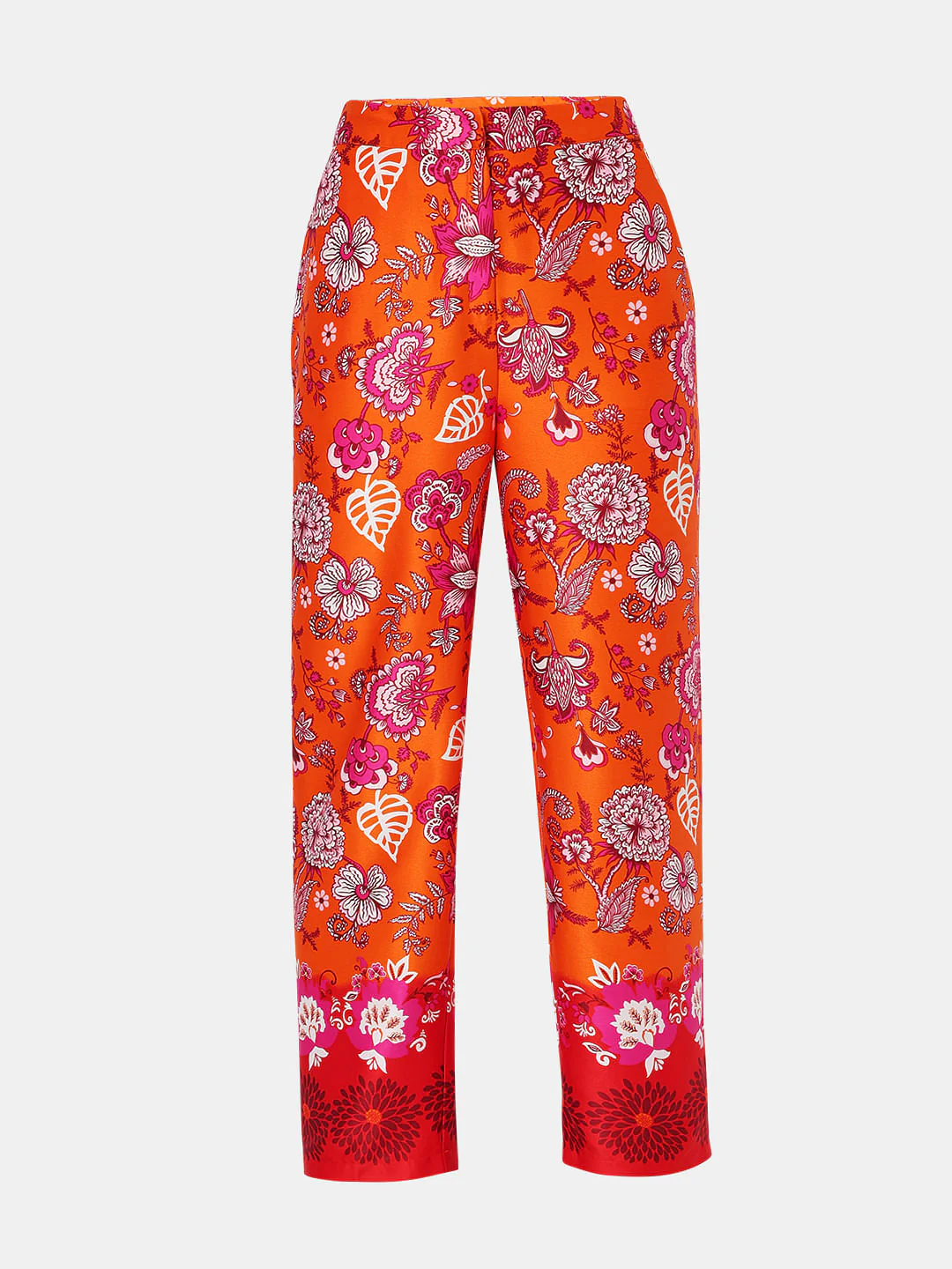 Orange High Rise Floral Co-Ord Pants - Image 7