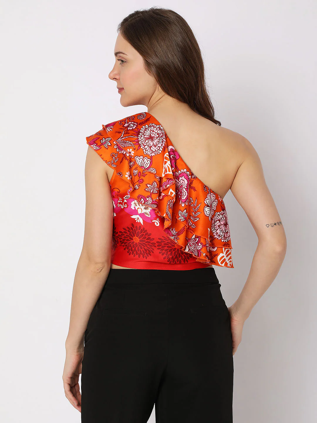 Orange Floral One-Shoulder Co-Ord Top - Image 4