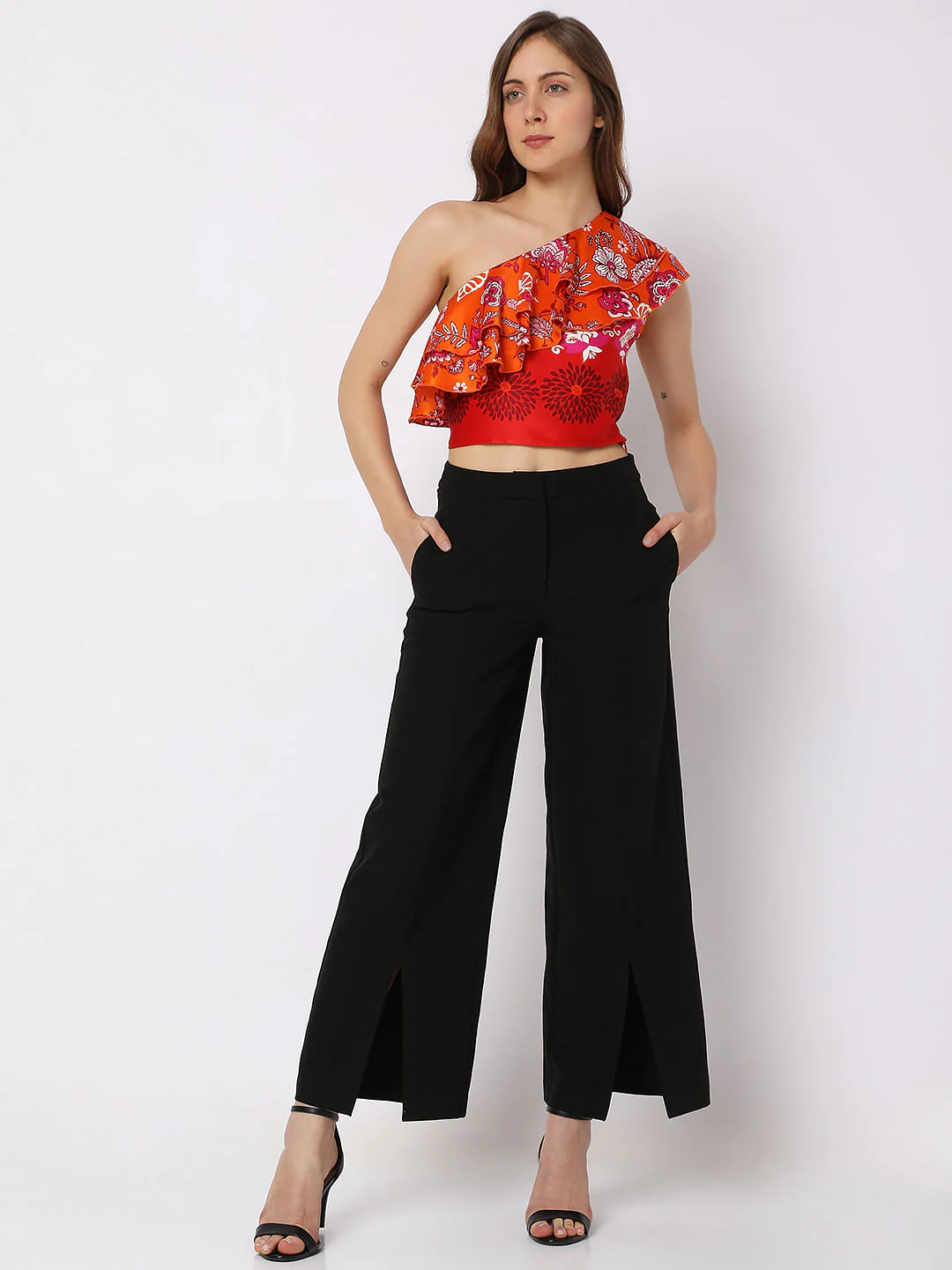 Orange Floral One-Shoulder Co-Ord Top - Image 5